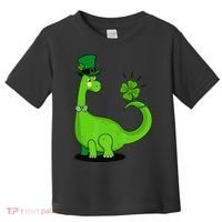 Green Dino With A FourLeaf Clover Tail: St. Patrick's Day Toddler T-Shirt thumb 0