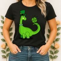 Green Dino With A FourLeaf Clover Tail: St. Patrick's Day Women's T-Shirt thumb 2