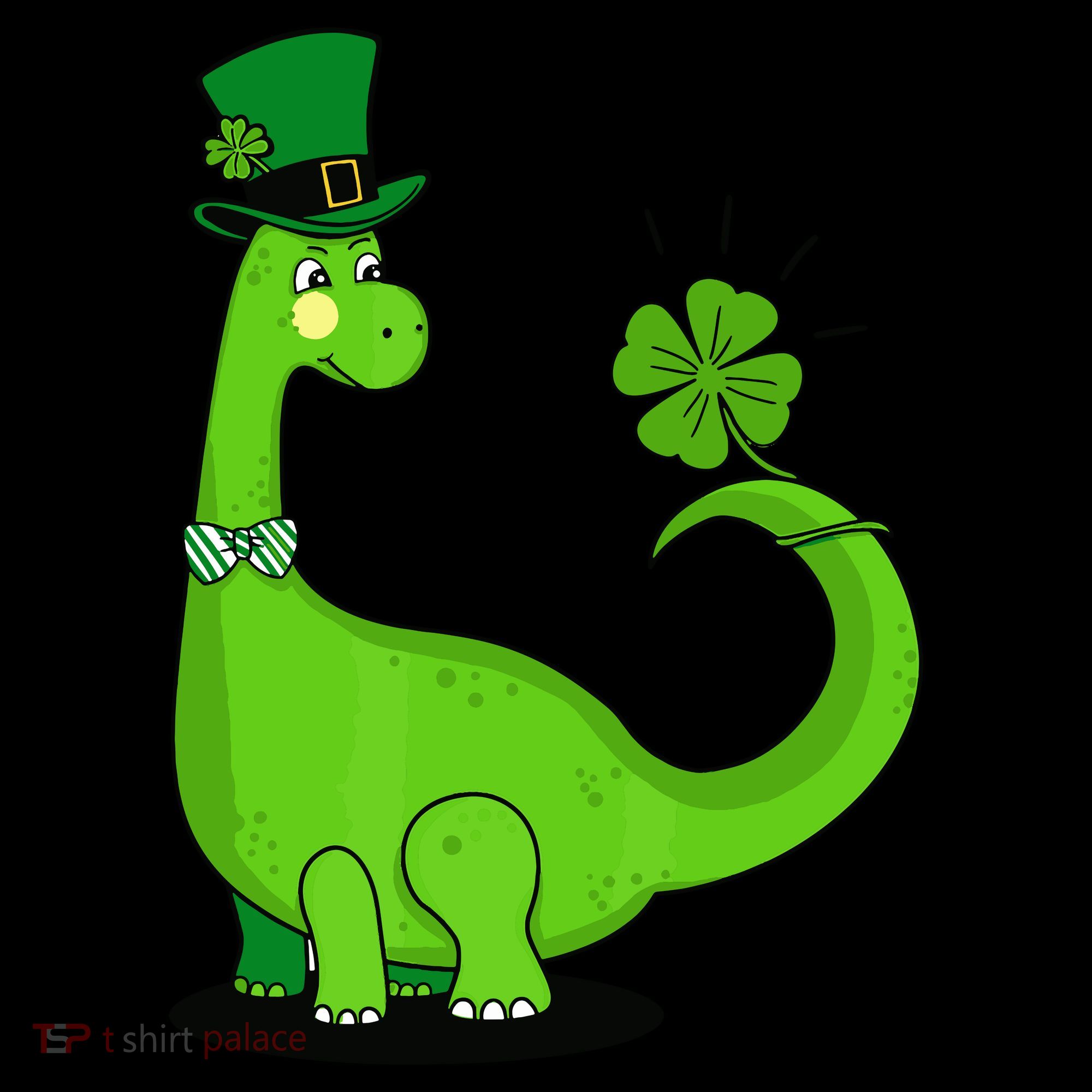 Green Dino With A FourLeaf Clover Tail: St. Patrick's Day Kids Sweatshirt