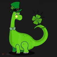 Green Dino With A FourLeaf Clover Tail: St. Patrick's Day Kids Long Sleeve Shirt thumb 2