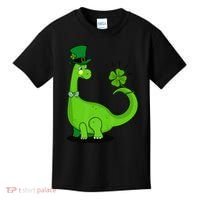 Green Dino With A FourLeaf Clover Tail: St. Patrick's Day Kids T-Shirt thumb 0