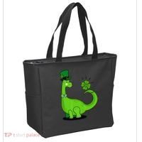 Green Dino With A FourLeaf Clover Tail: St. Patrick's Day Tote Bag thumb 2