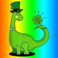 Green Dino With A FourLeaf Clover Tail: St. Patrick's Day Coaster thumb 2