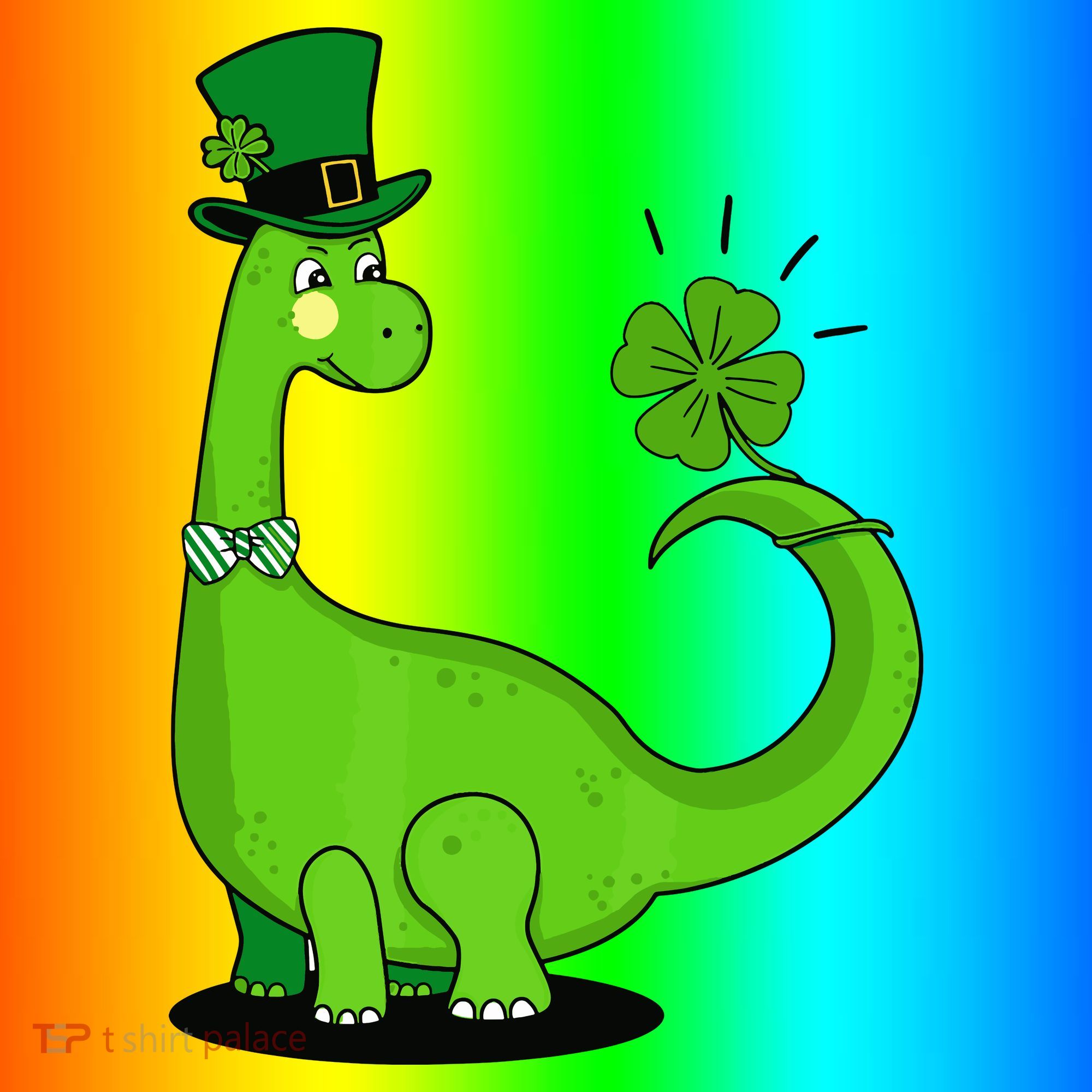 Green Dino With A FourLeaf Clover Tail: St. Patrick's Day Coaster