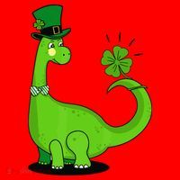 Green Dino With A FourLeaf Clover Tail: St. Patrick's Day Santa Hat thumb 1