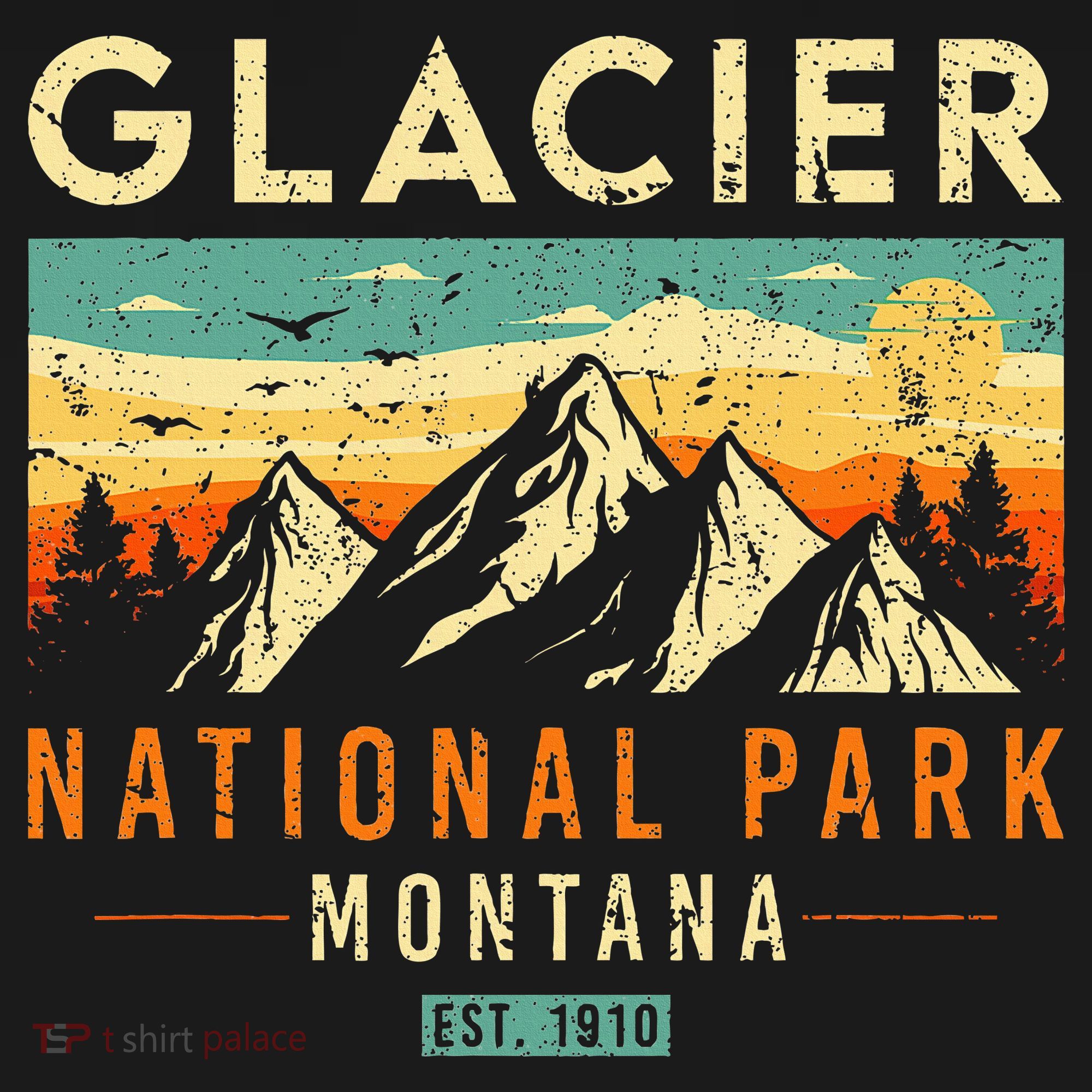 Glacier Est 1910 Montana Vintage Retro National Park T-Shirt