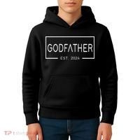 Godfather Est 2024 First Time Godfather FatherS Day Kids Hoodie thumb 4