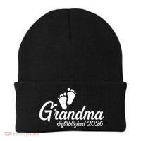 Grandma Established 2026 Cute Baby Feet Beanie thumb 0