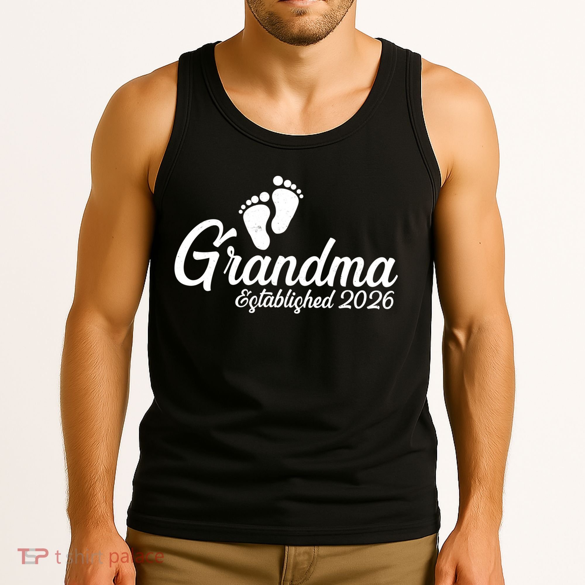 Grandma Established 2026 Cute Baby Feet Tank Top