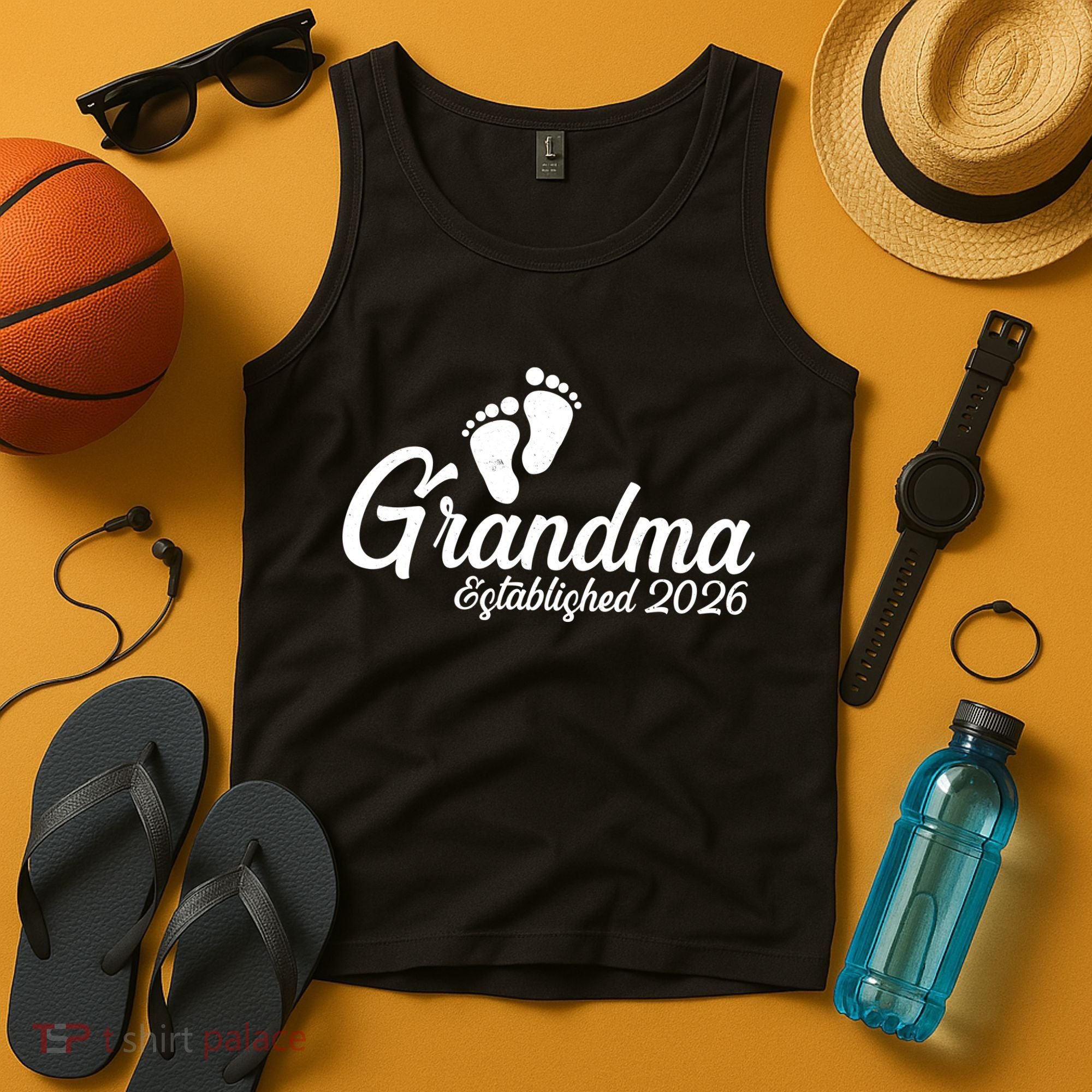 Grandma Established 2026 Cute Baby Feet Tank Top