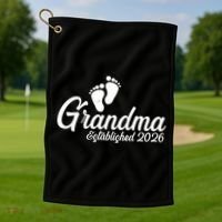 Grandma Established 2026 Cute Baby Feet Golf Towel thumb 1
