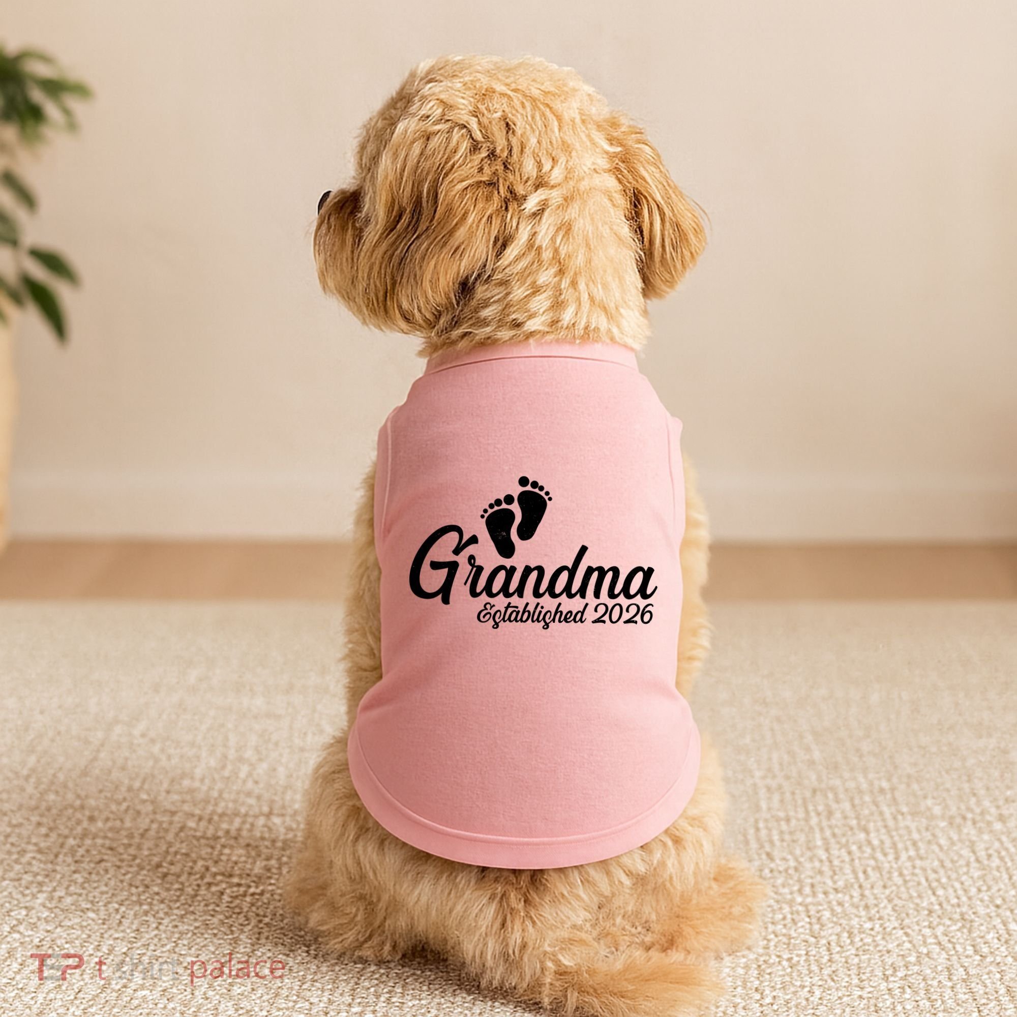 Grandma Established 2026 Cute Baby Feet Doggie Tank