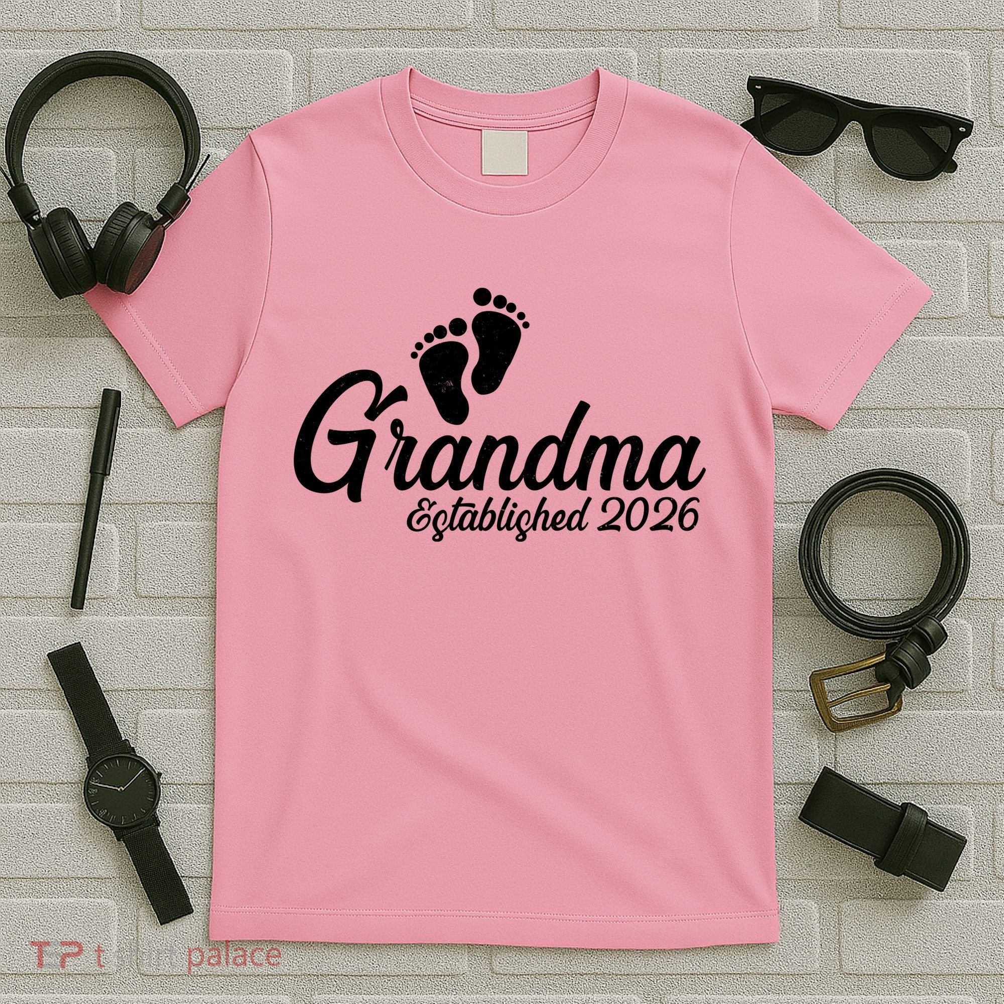 Grandma Established 2026 Cute Baby Feet T-Shirt
