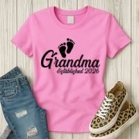 Grandma Established 2026 Cute Baby Feet Women's T-Shirt thumb 3