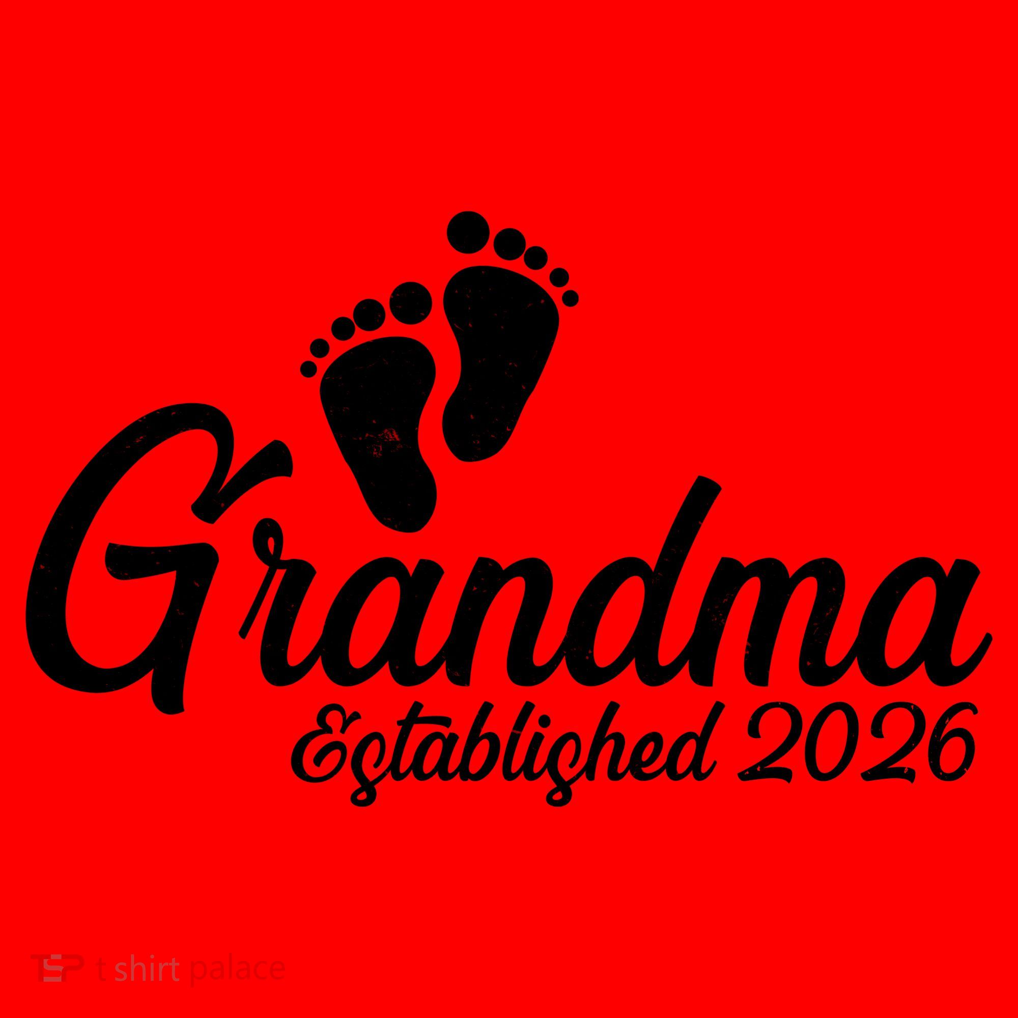 Grandma Established 2026 Cute Baby Feet Santa Hat