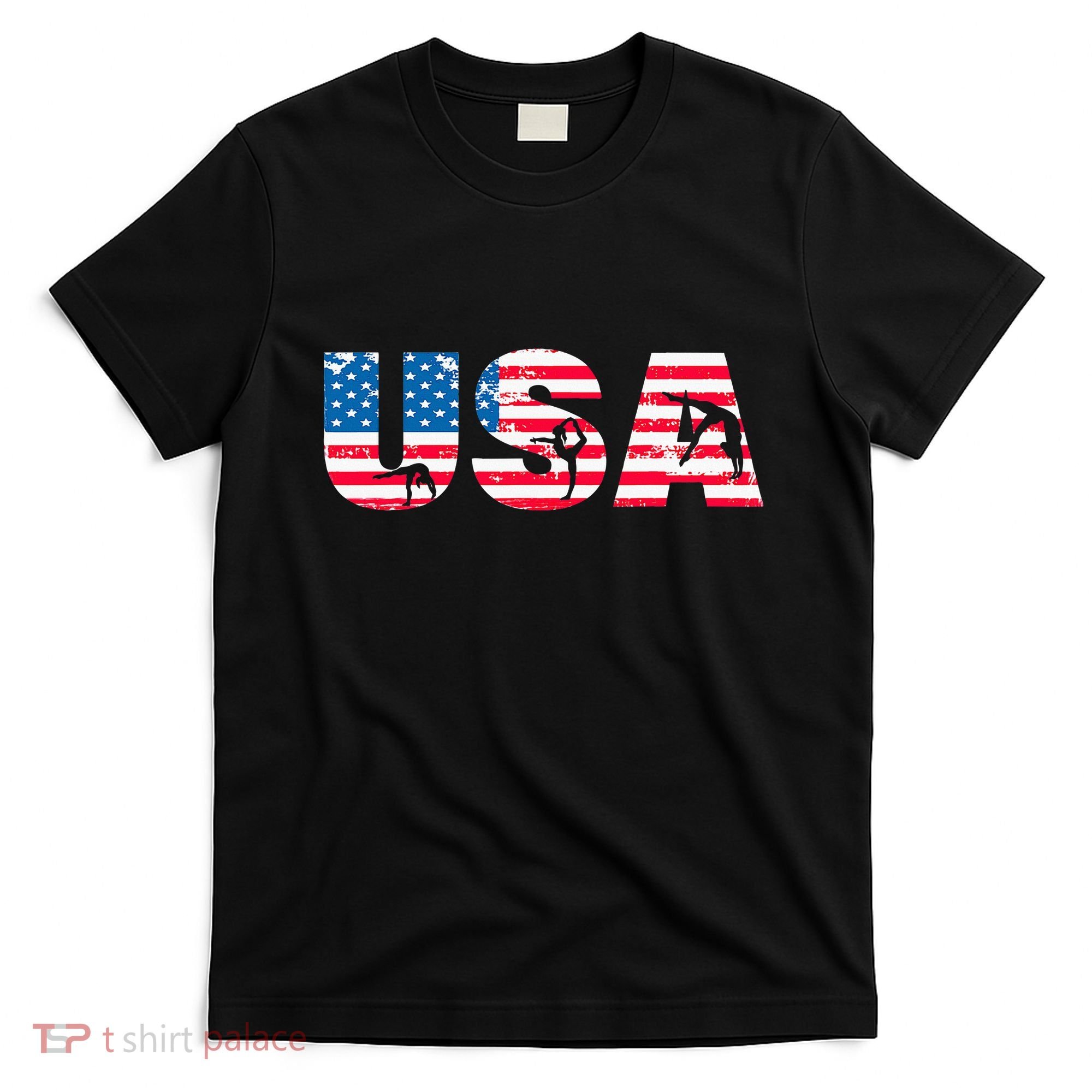 Gymnastics Enthusiasts American Flag Usa Gymnast Vintage T-Shirt