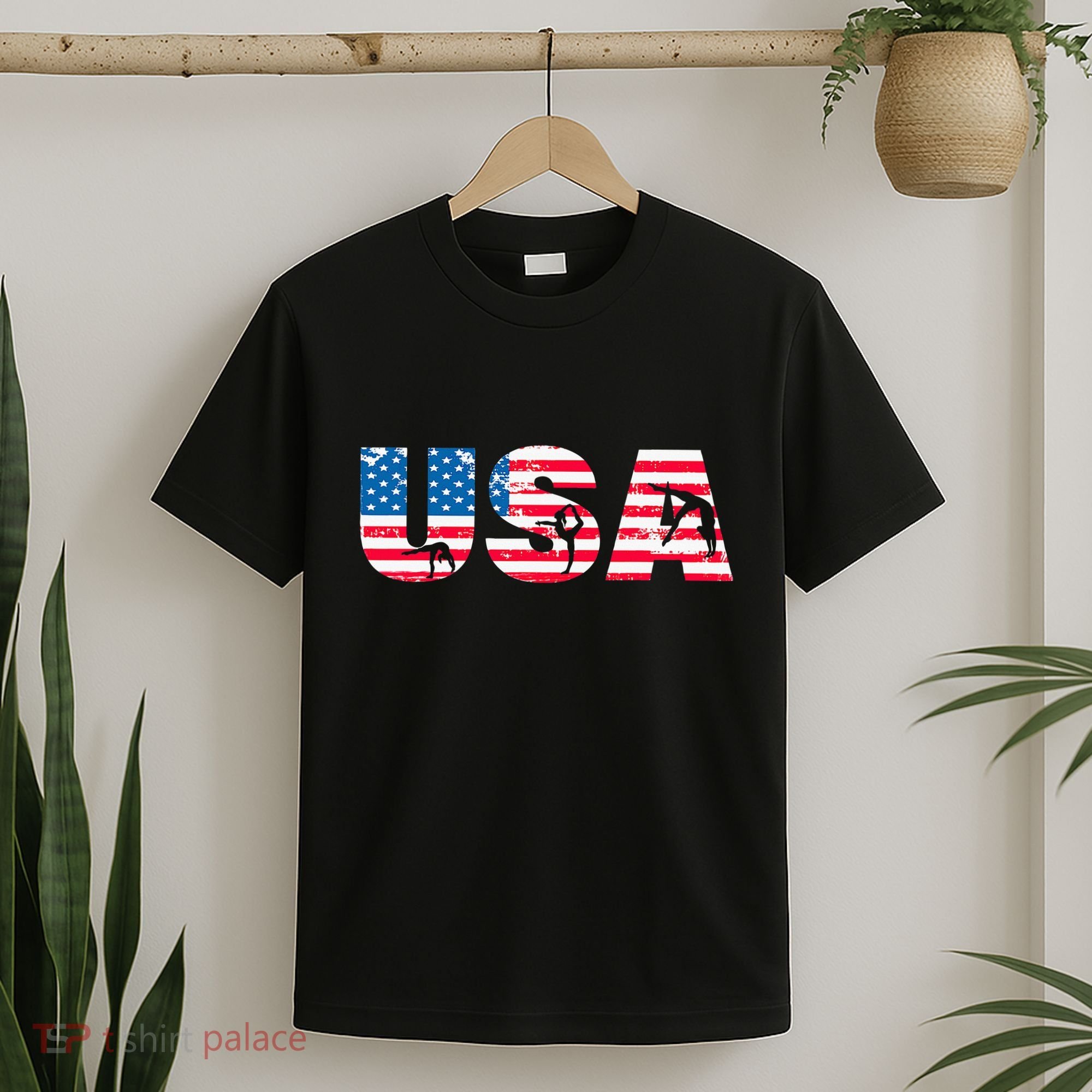 Gymnastics Enthusiasts American Flag Usa Gymnast Vintage T-Shirt