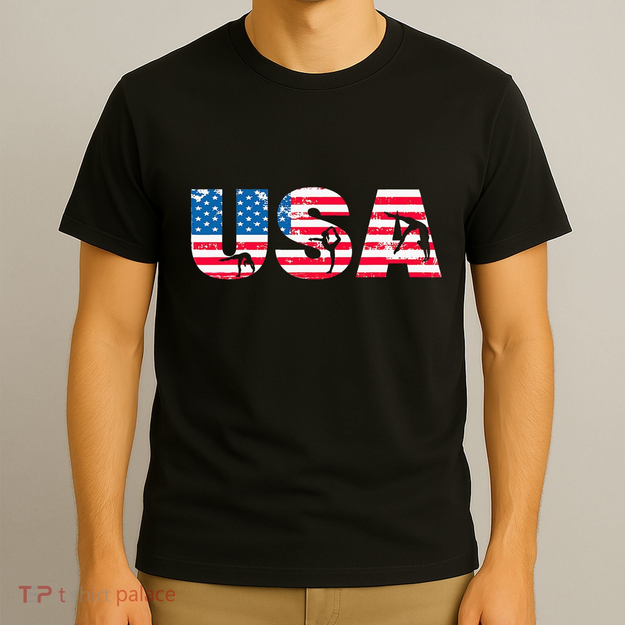 Gymnastics Enthusiasts American Flag Usa Gymnast Vintage T-Shirt