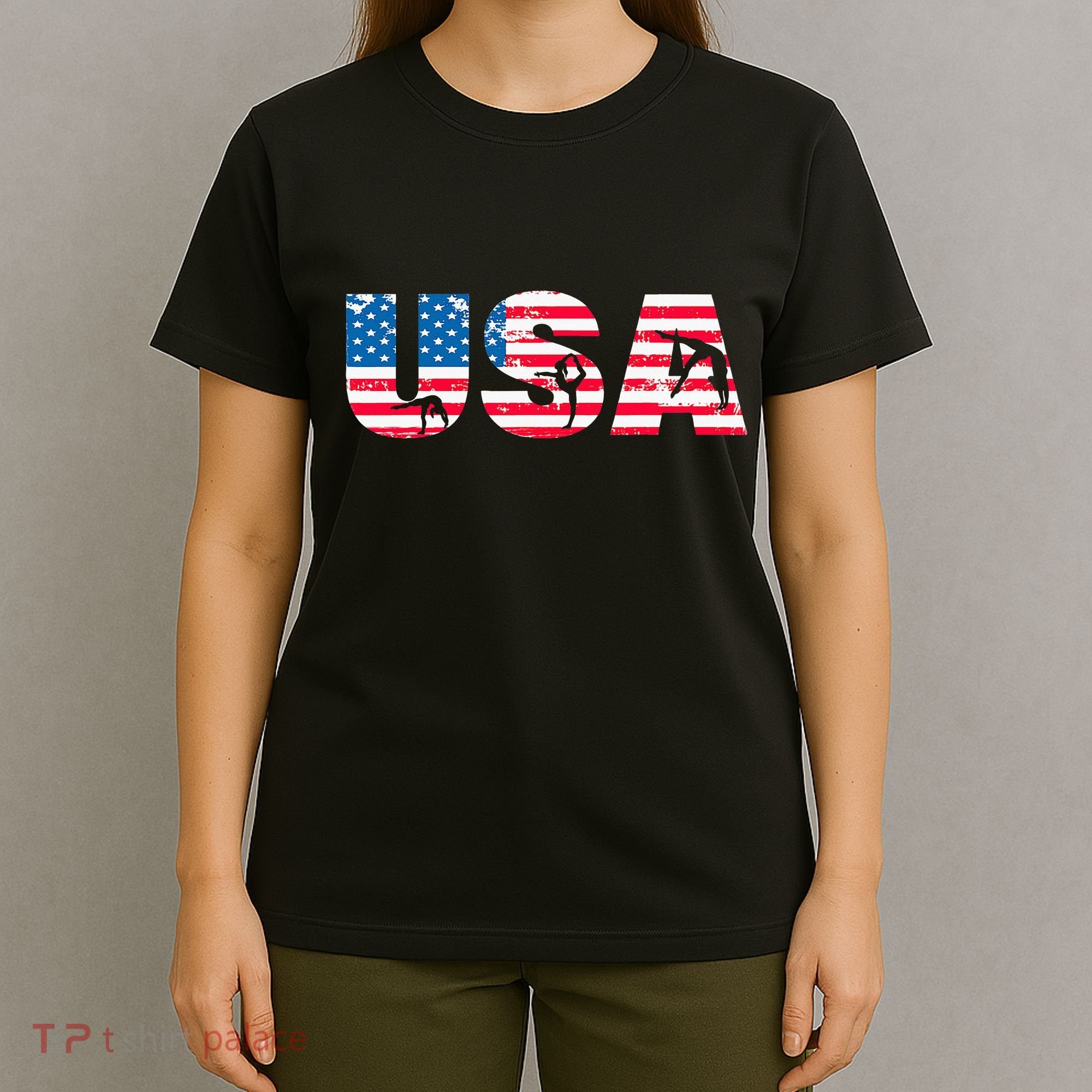 Gymnastics Enthusiasts American Flag Usa Gymnast Vintage T-Shirt