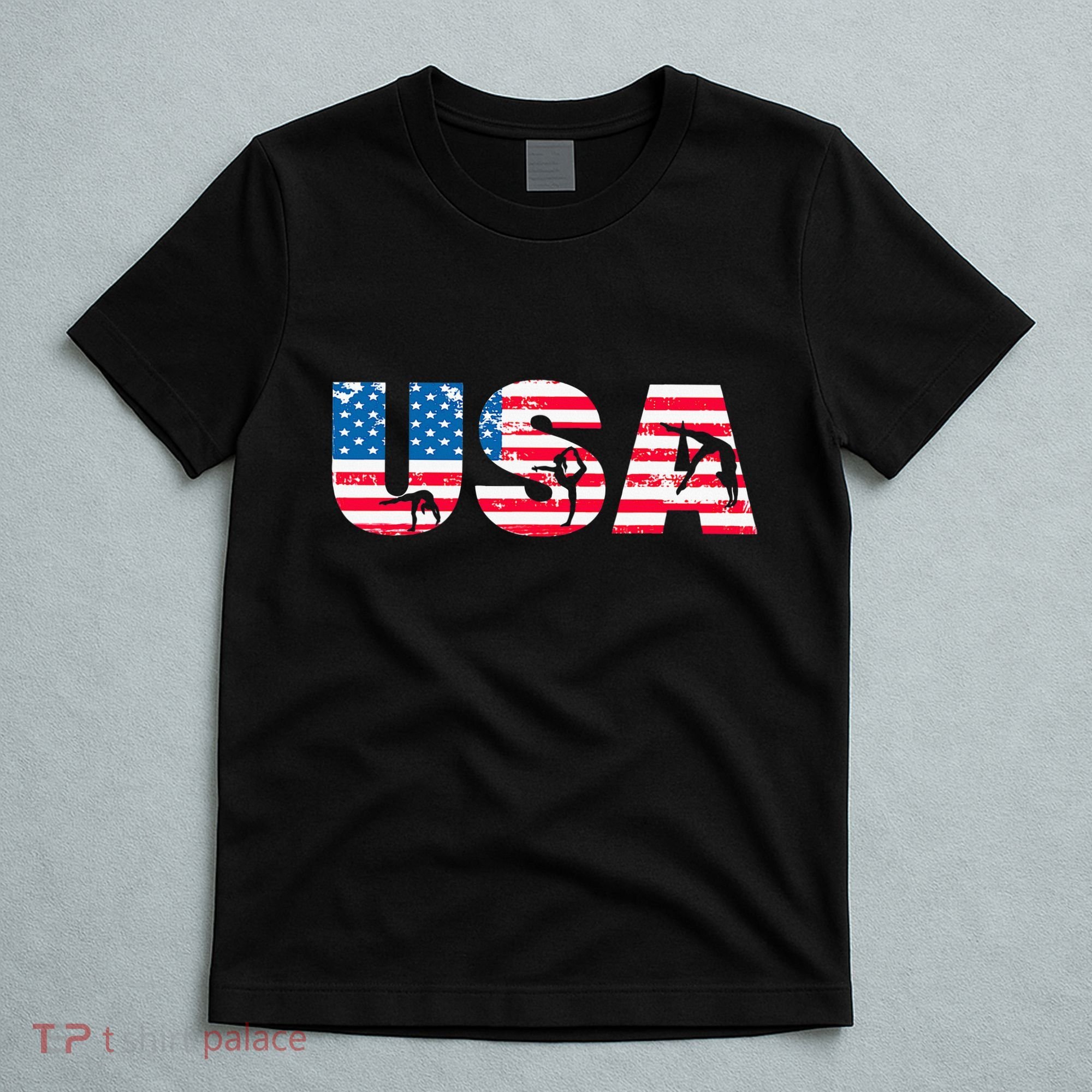 Gymnastics Enthusiasts American Flag Usa Gymnast Vintage T-Shirt