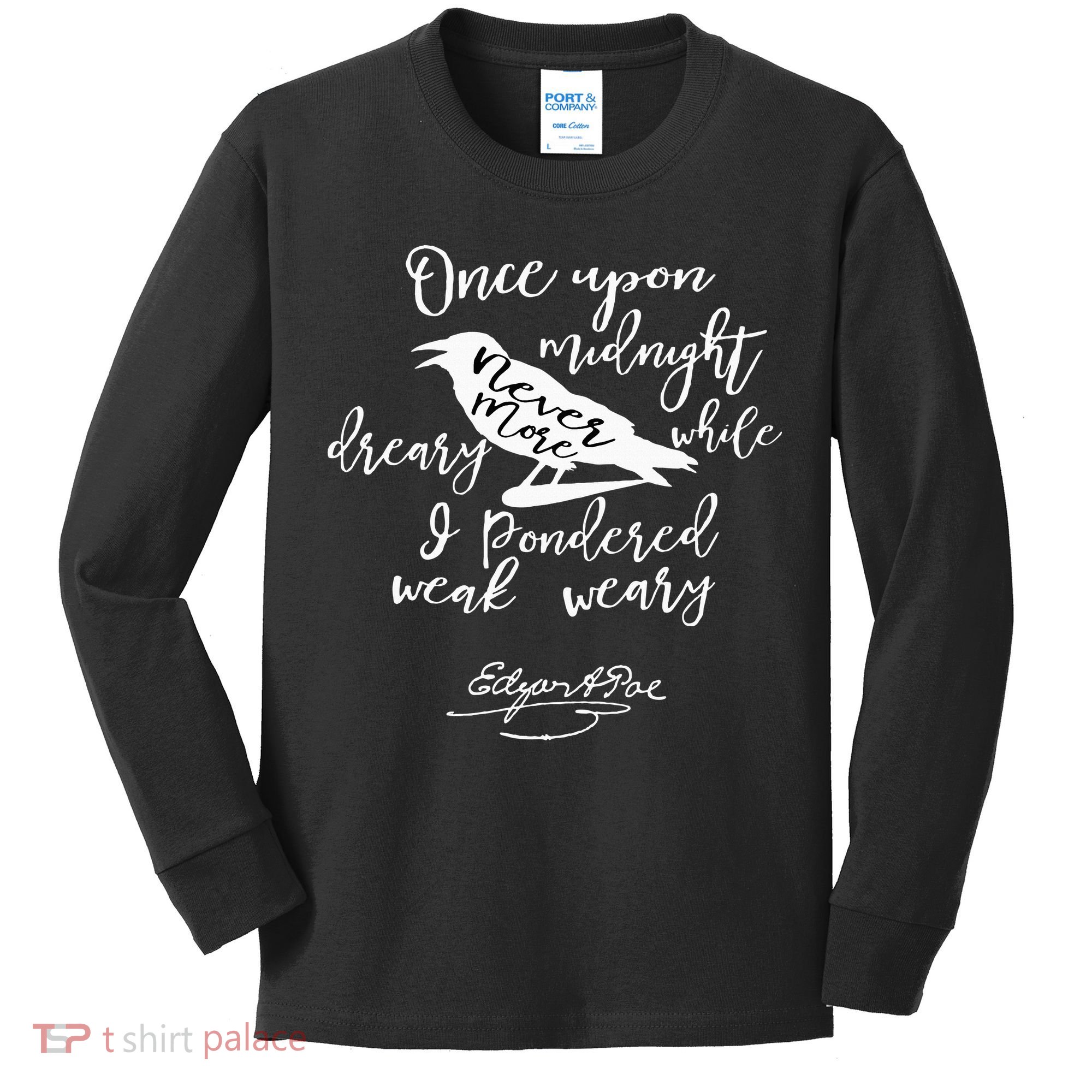 Gothic Edgar Allan Poe vintage  Kids Long Sleeve Shirt