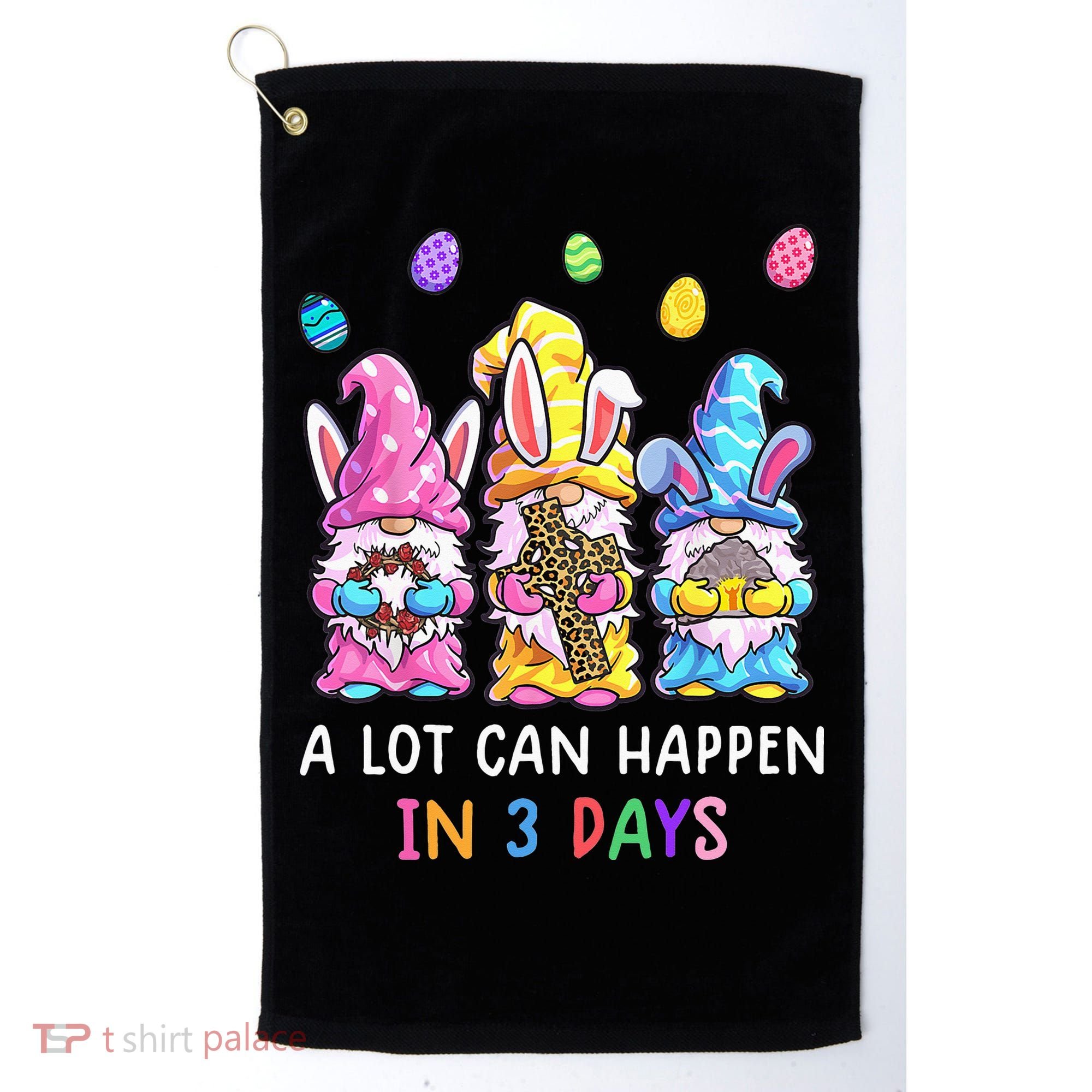 Gnome Easter Christian A Lot Can Happen In 3 Days Leopard Golf Towel