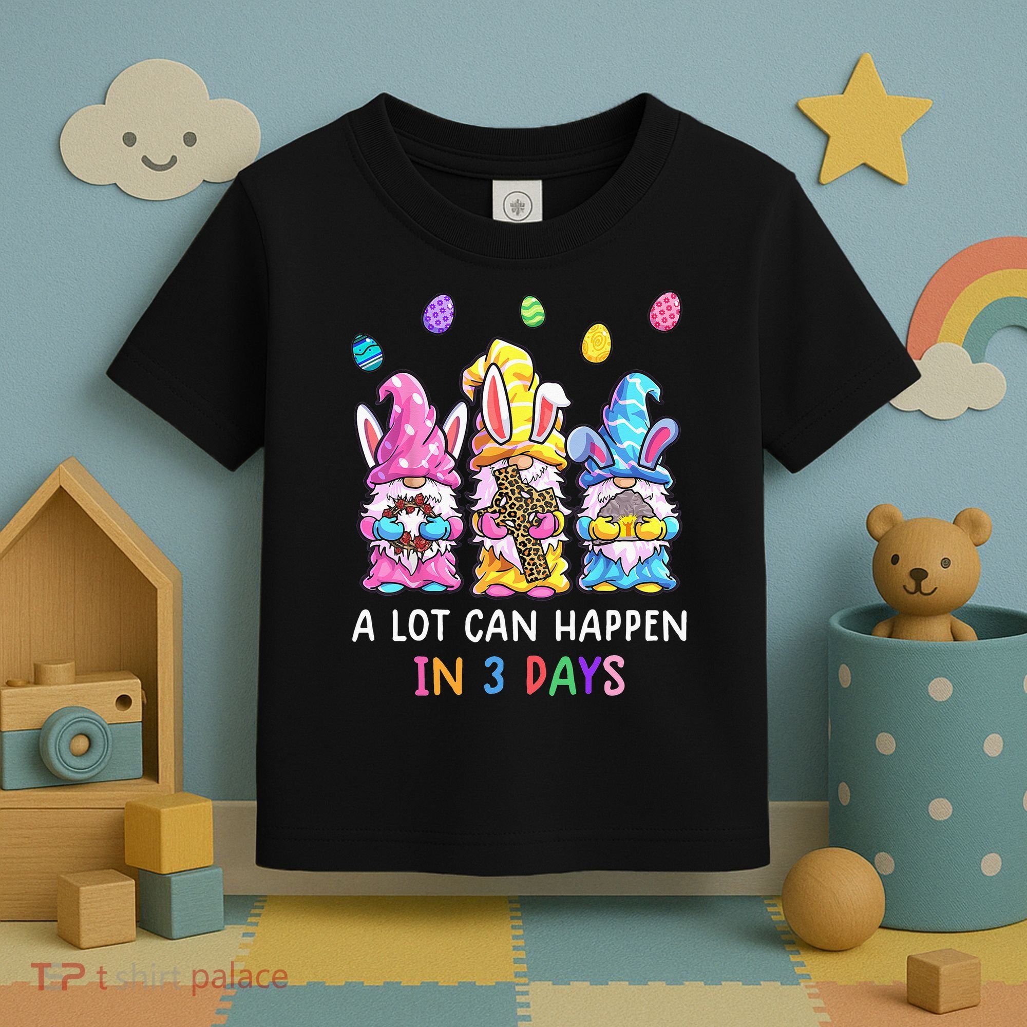 Gnome Easter Christian A Lot Can Happen In 3 Days Leopard Toddler T-Shirt