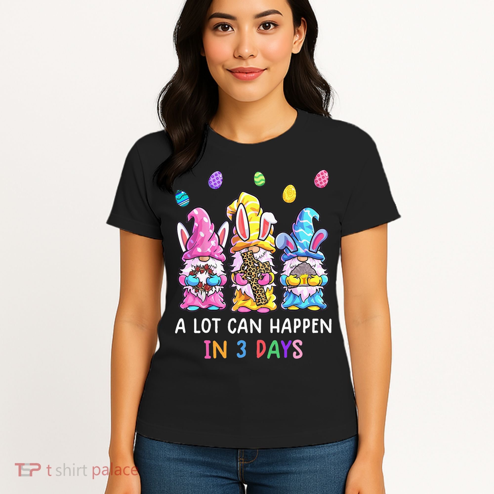 Gnome Easter Christian A Lot Can Happen In 3 Days Leopard Women's T-Shirt