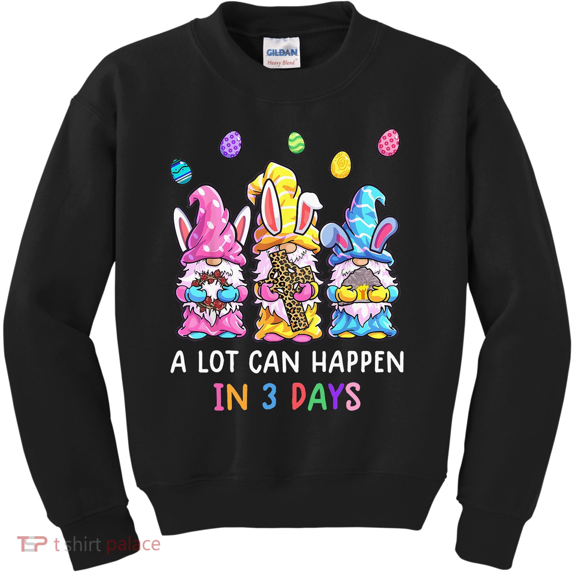 Gnome Easter Christian A Lot Can Happen In 3 Days Leopard Kids Sweatshirt