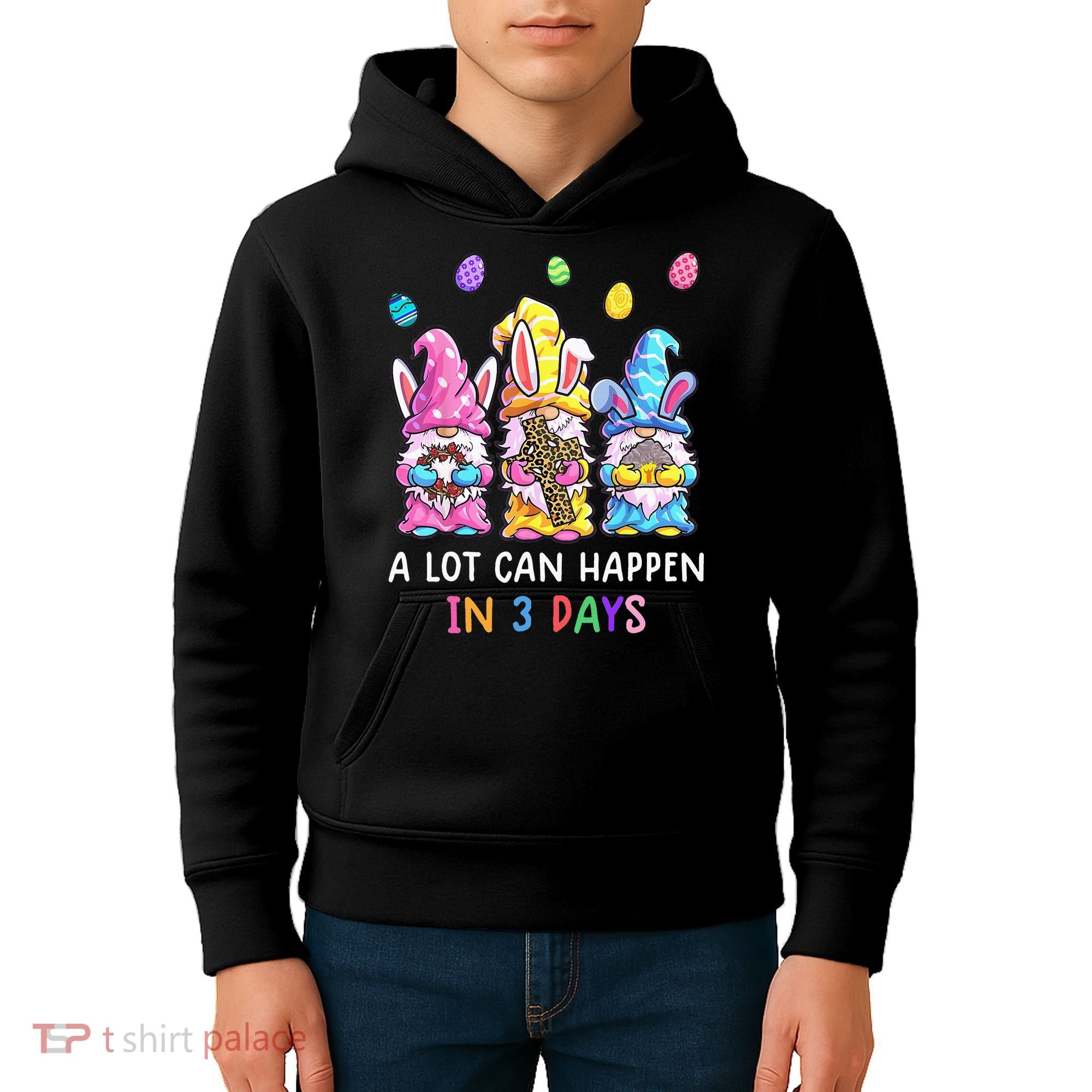 Gnome Easter Christian A Lot Can Happen In 3 Days Leopard Kids Hoodie