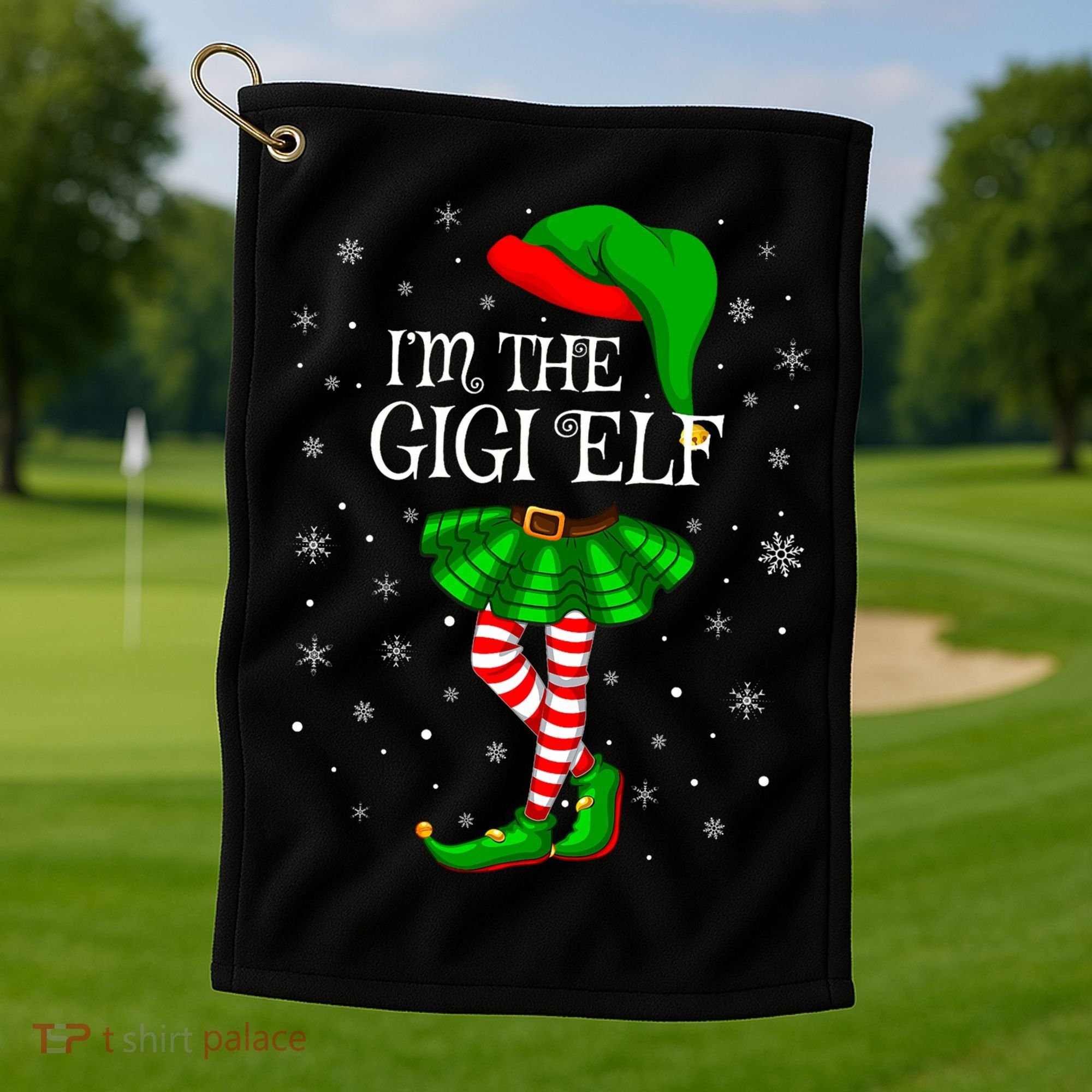Gigi Elf Christmas Matching Family Elf Golf Towel