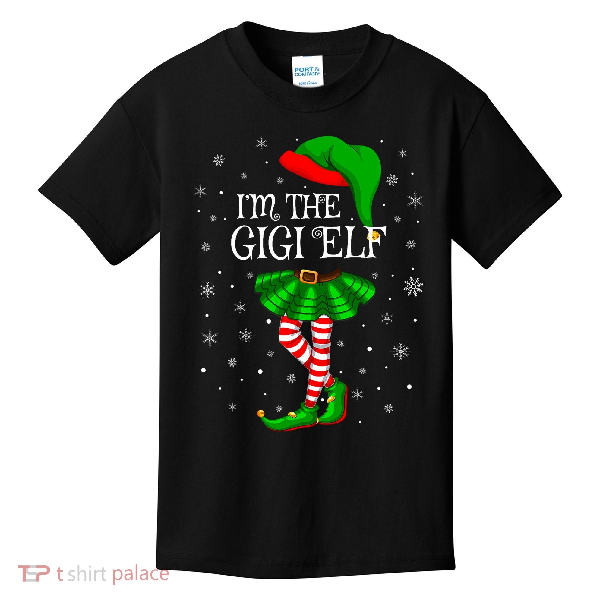 Gigi Elf Christmas Matching Family Elf Kids T-Shirt