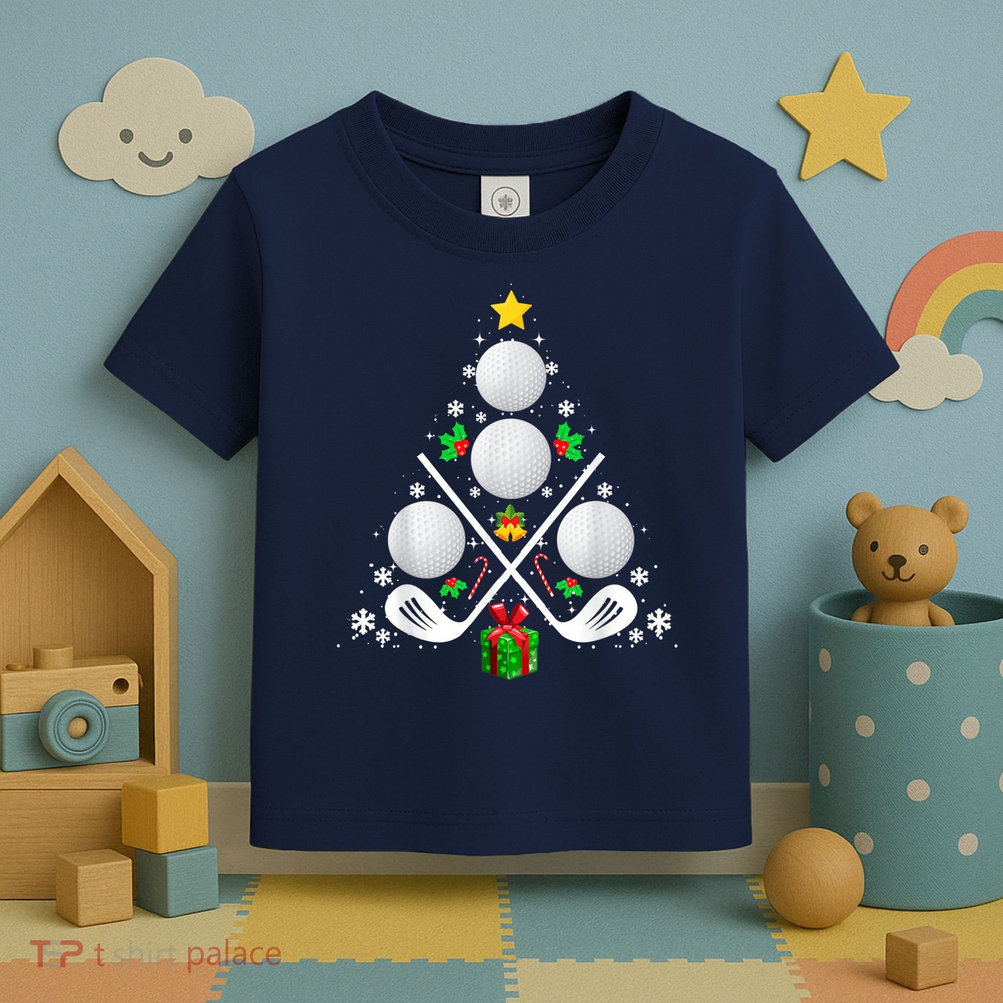 Golf Equipment Christmas Tree Christmas Golf Toddler T-Shirt