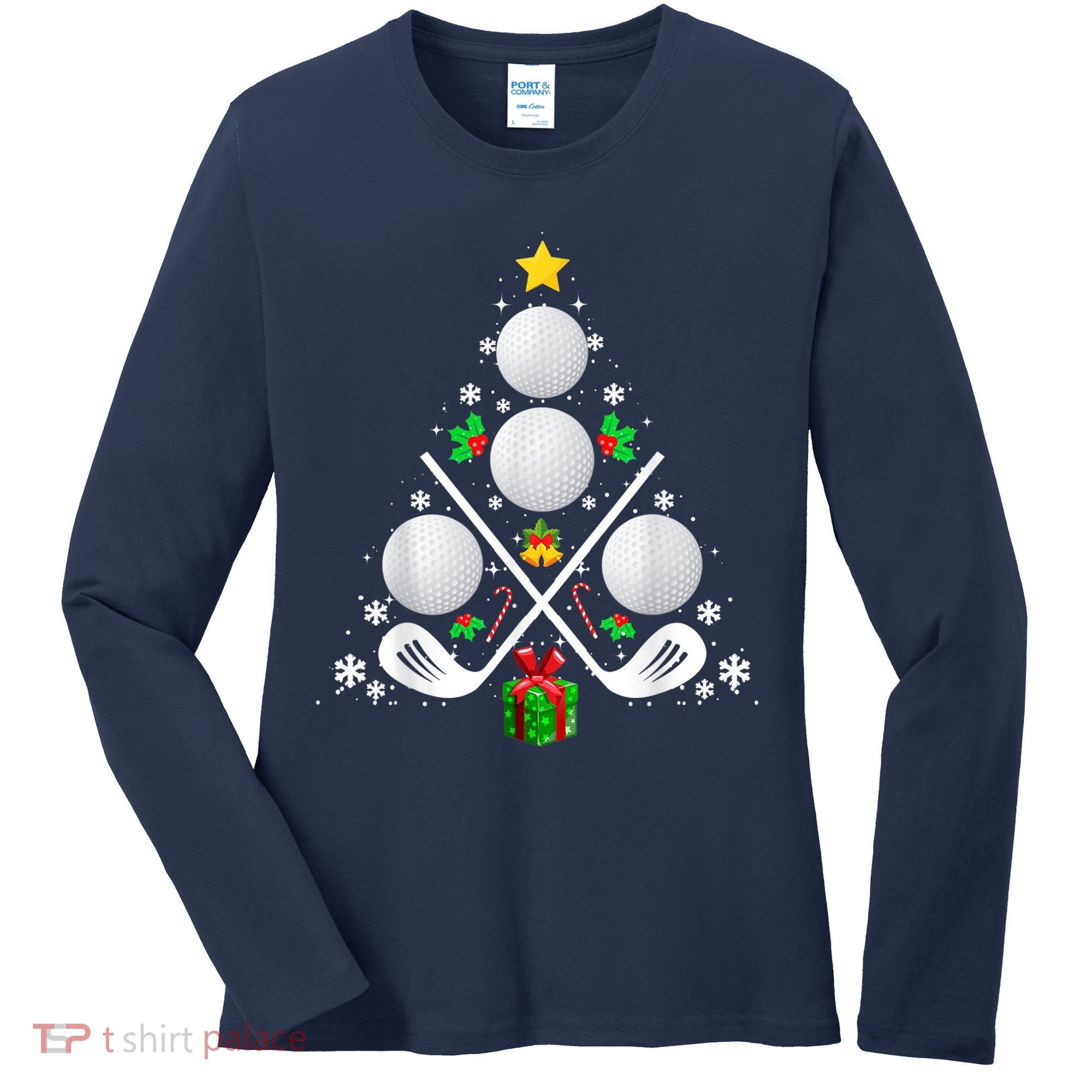 Golf Equipment Christmas Tree Christmas Golf Women's Long Sleeve Shirt