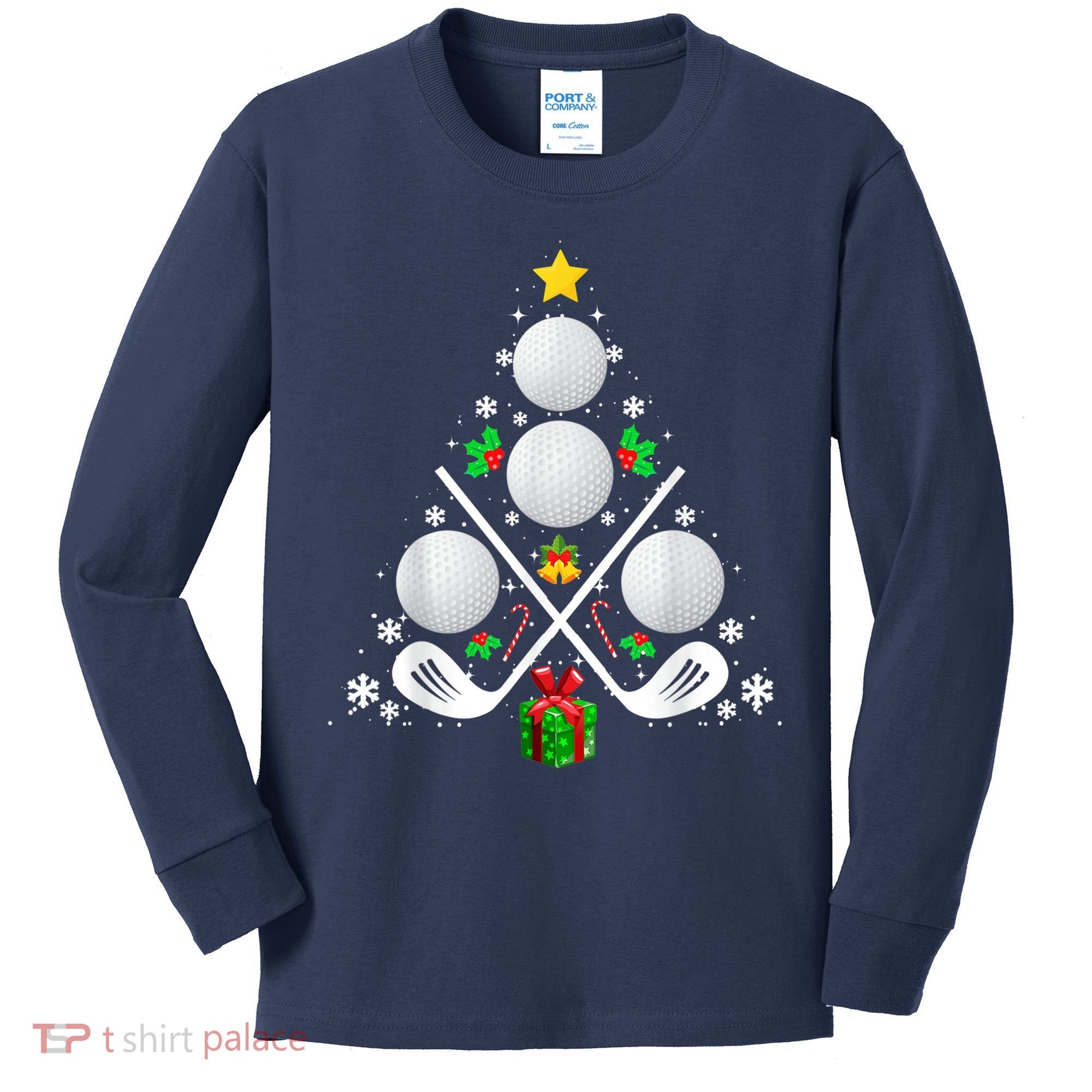 Golf Equipment Christmas Tree Christmas Golf Kids Long Sleeve Shirt