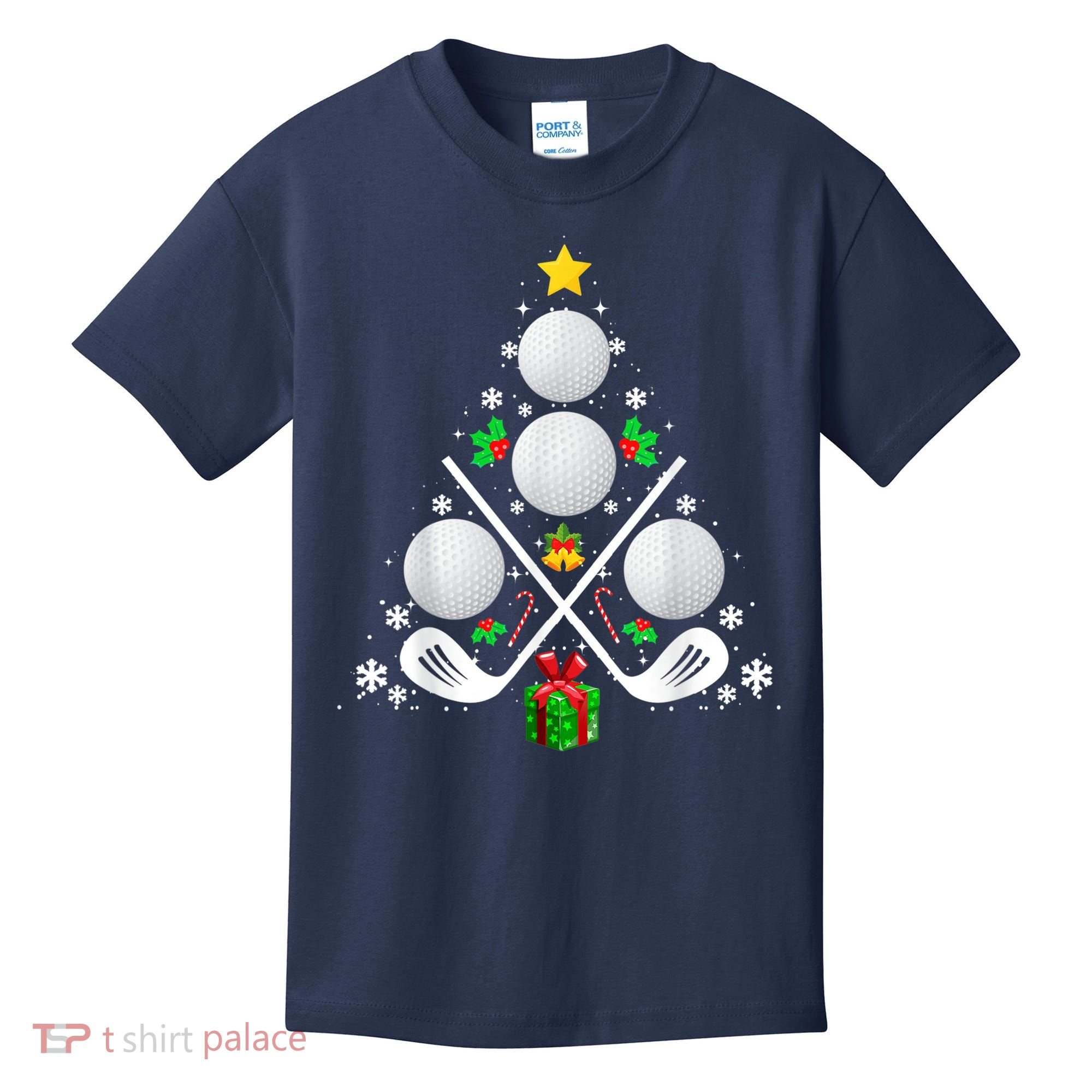 Golf Equipment Christmas Tree Christmas Golf Kids T-Shirt