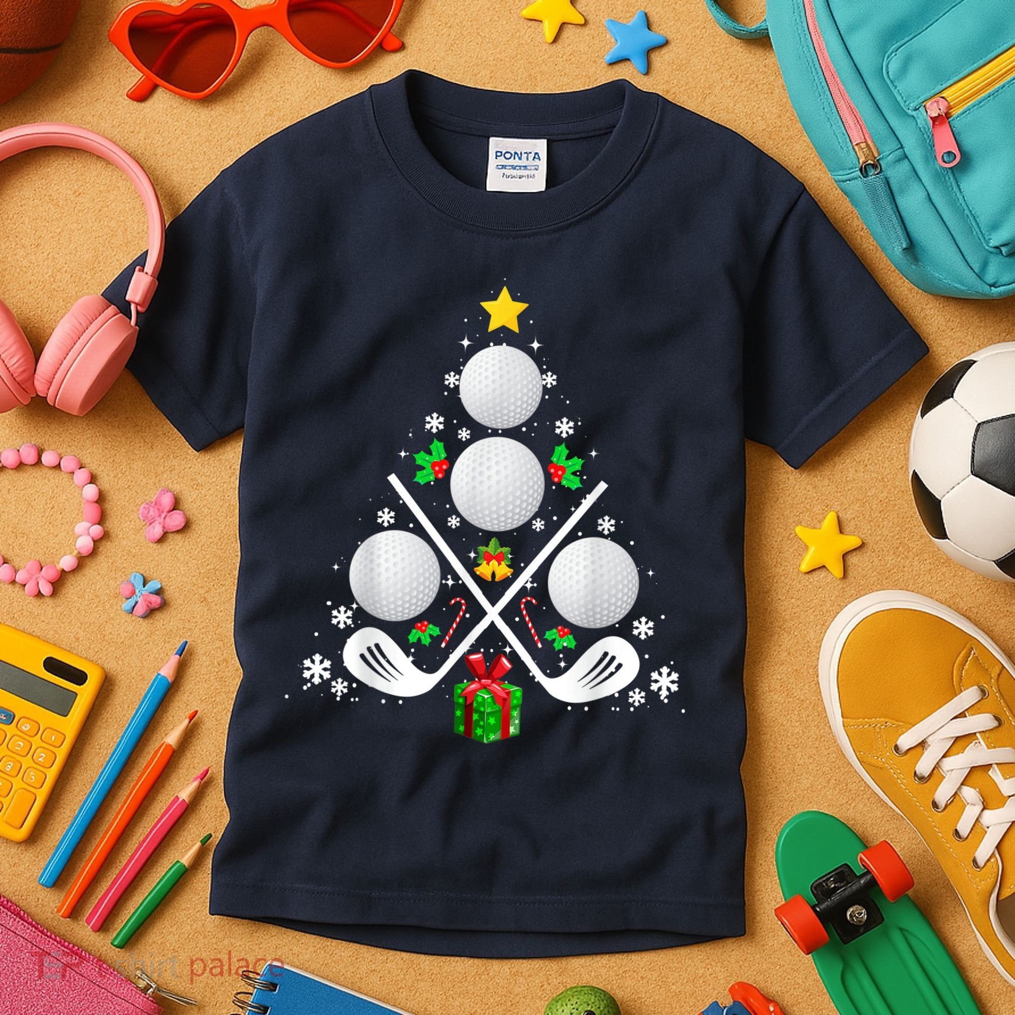 Golf Equipment Christmas Tree Christmas Golf Kids T-Shirt