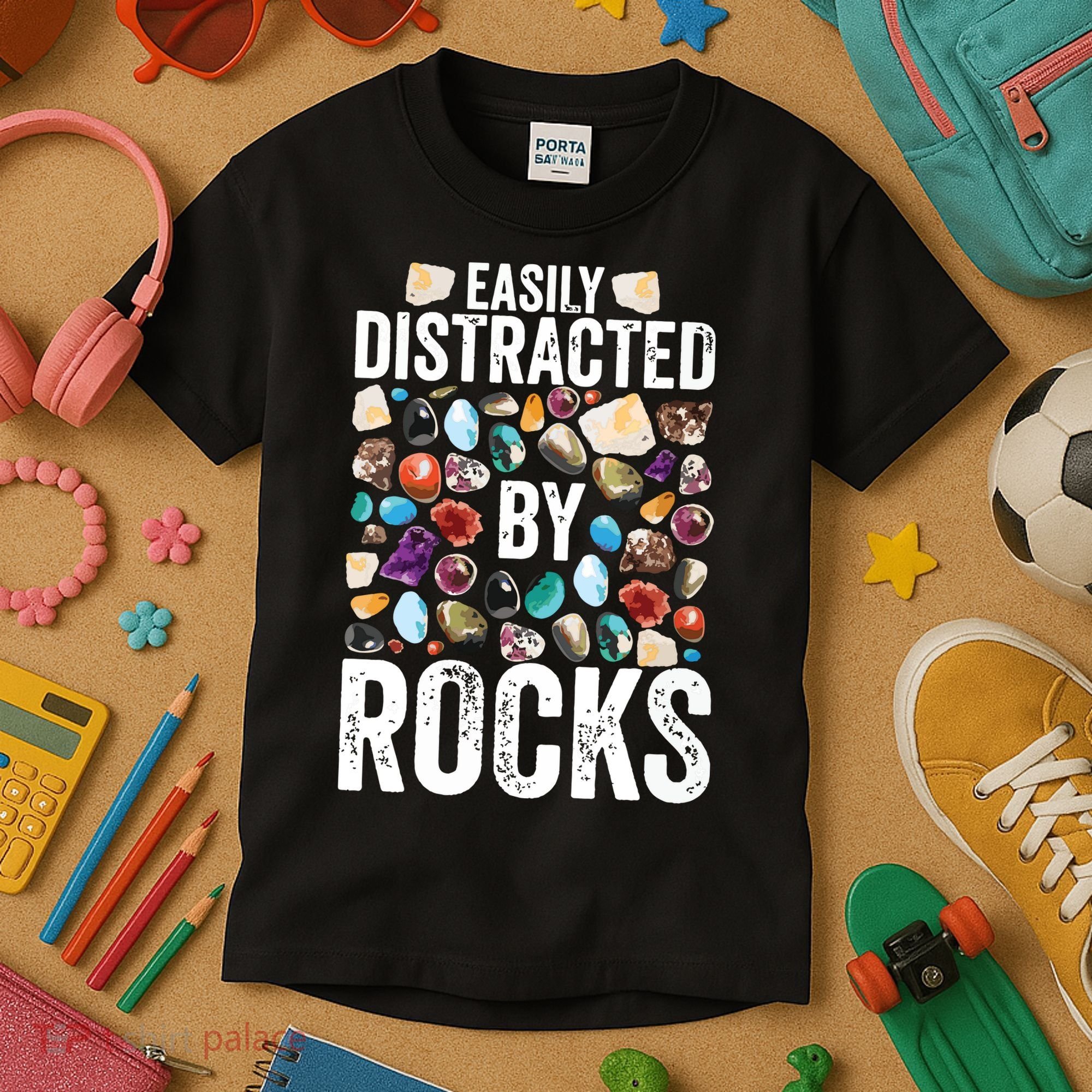 Geology Easily Distracted By Rocks For Geologist Kids T-Shirt