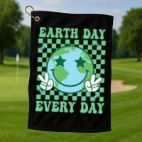 Groovy Earth Day Everyday Earth Day Women Golf Towel thumb 1