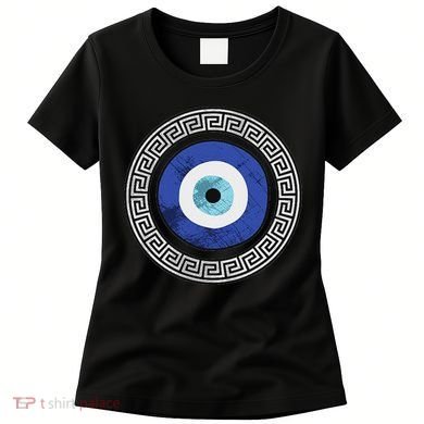 Greek Evil Eye Mati Design Greek Key Print Women's T-Shirt