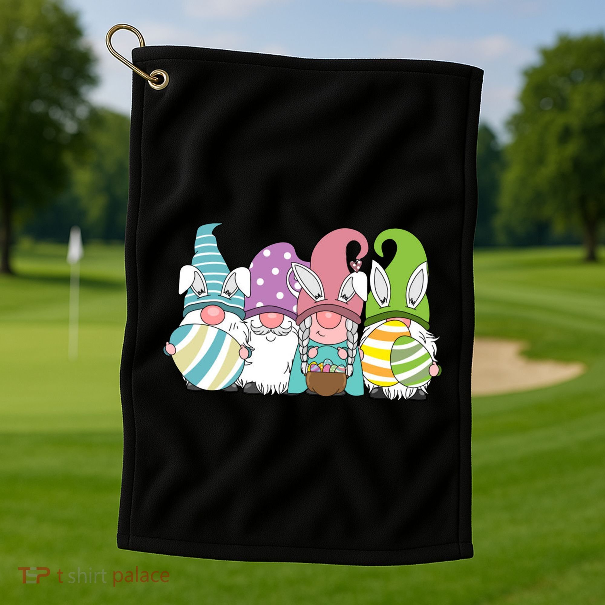 Gnome Easter Egg Hunt Golf Towel