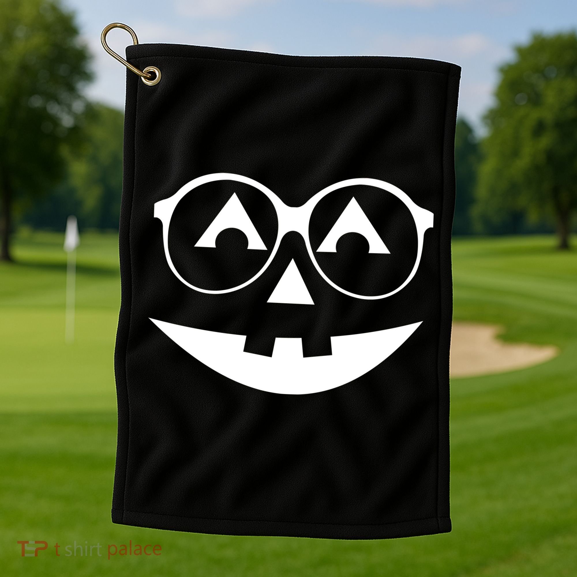 Geeky Pumpkin Jack O Lantern Golf Towel