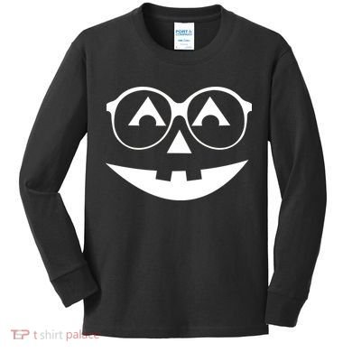 Geeky Pumpkin Jack O Lantern Kids Long Sleeve Shirt
