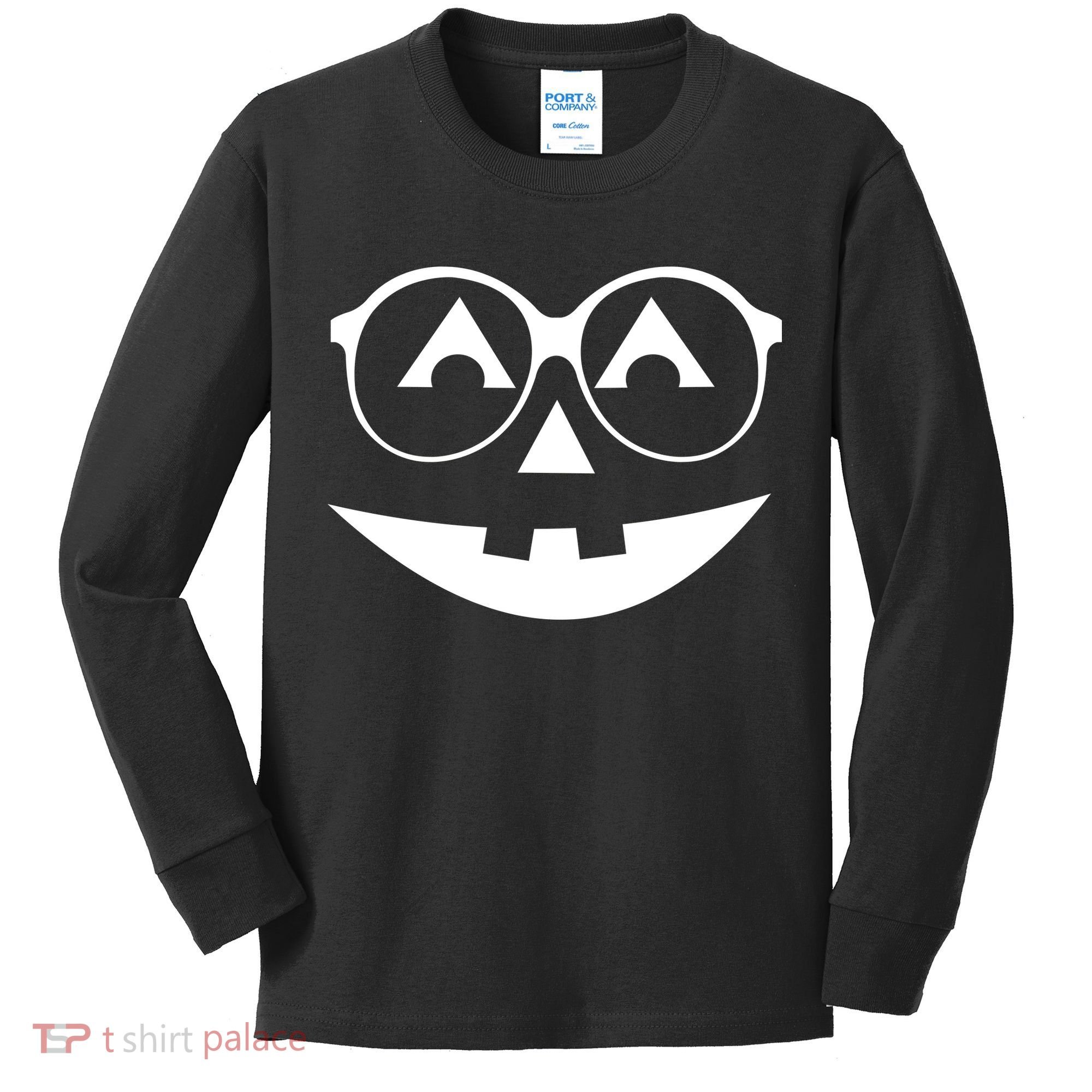 Geeky Pumpkin Jack O Lantern Kids Long Sleeve Shirt