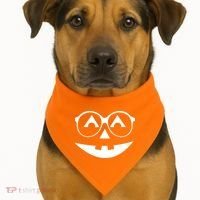 Geeky Pumpkin Jack O Lantern USA-Made Doggie Bandana thumb 1