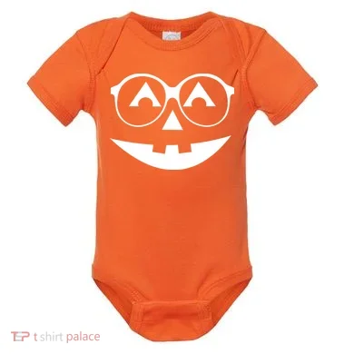 Geeky Pumpkin Jack O Lantern Baby Bodysuit