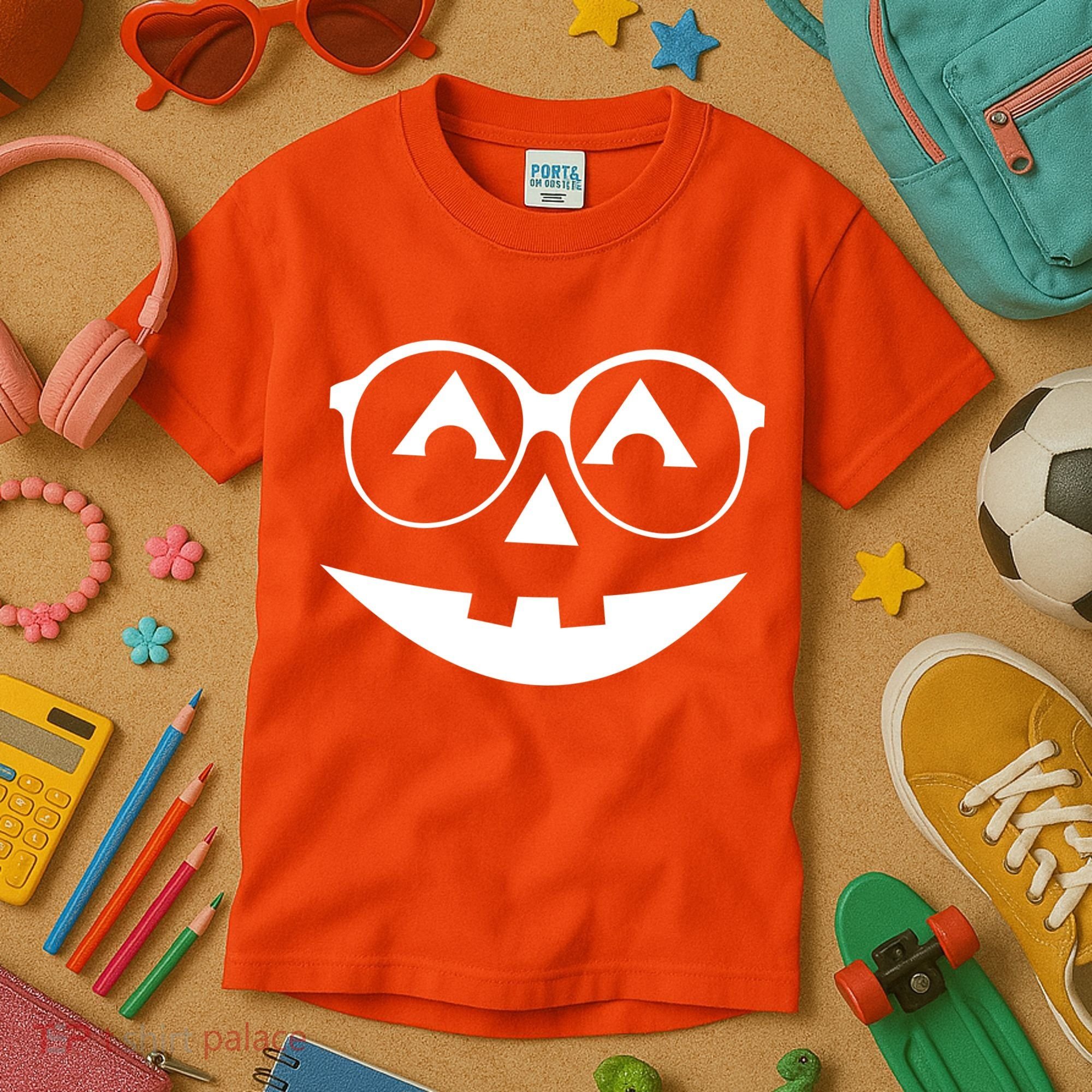 Geeky Pumpkin Jack O Lantern Kids T-Shirt