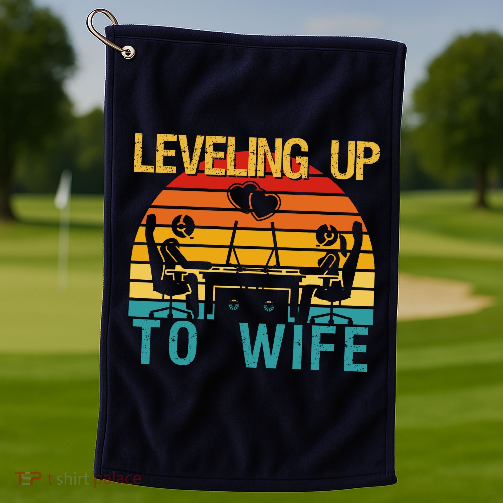 Gamer Engagement Future Mr & Mrs Leveling Up To Wife Golf Towel