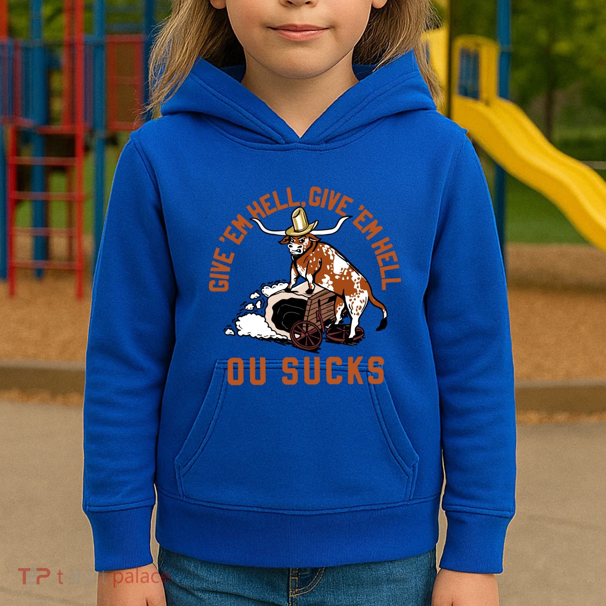 Give Em Hell Give Em Hell Ou Sucks Kids Hoodie