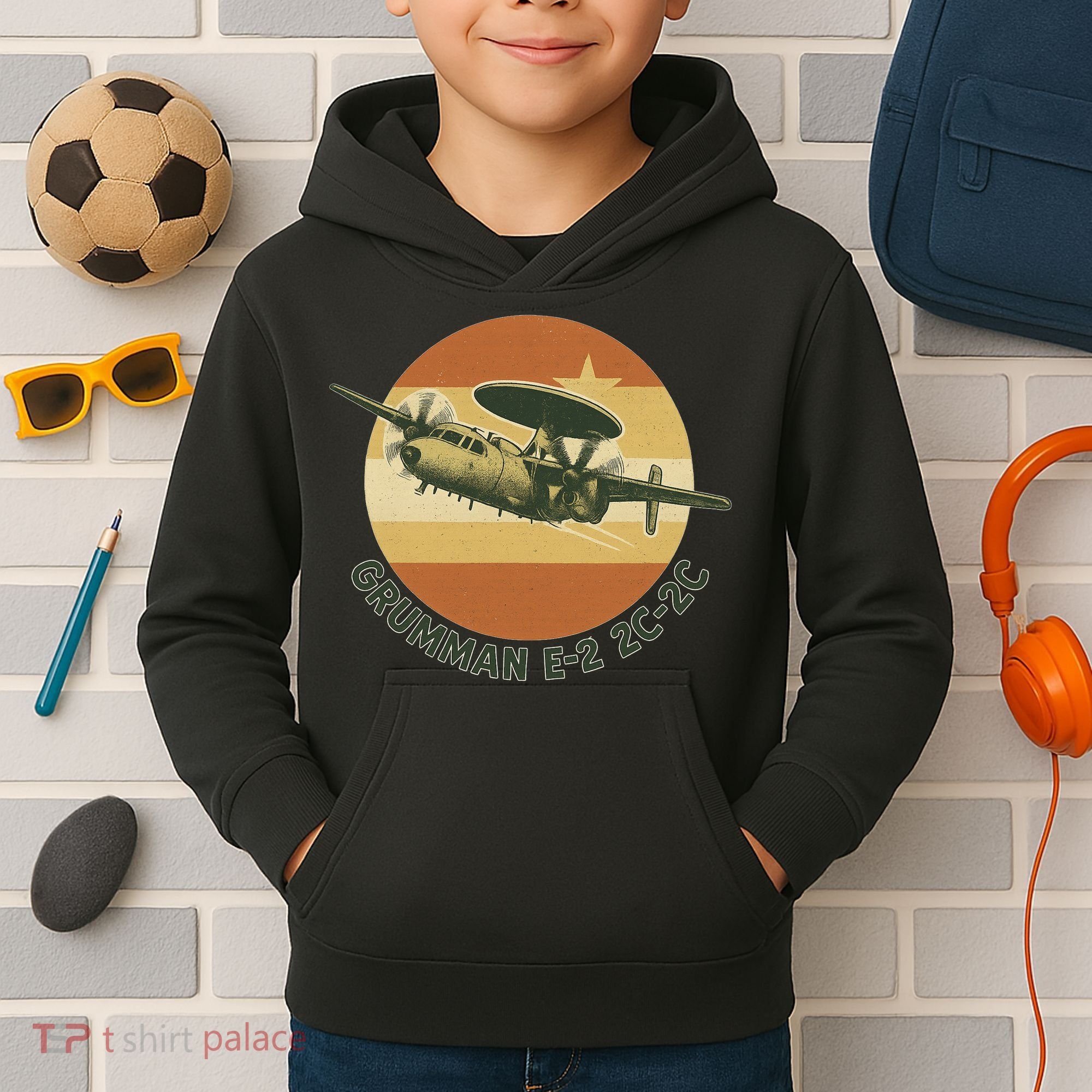 Grumman E-2 Hawkeye Retro Military Aircraft  Kids Hoodie